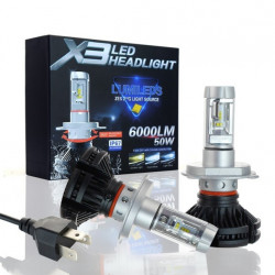 Лампа светодиодная X3 Led Headlight, H4, комплект 2шт